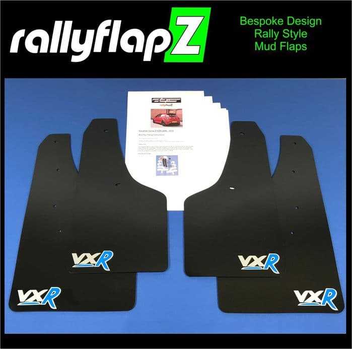 Rally Flapz, CORSA D VXR (2007-2014) BLACK MUDFLAPS (Logo Silver & Blue)