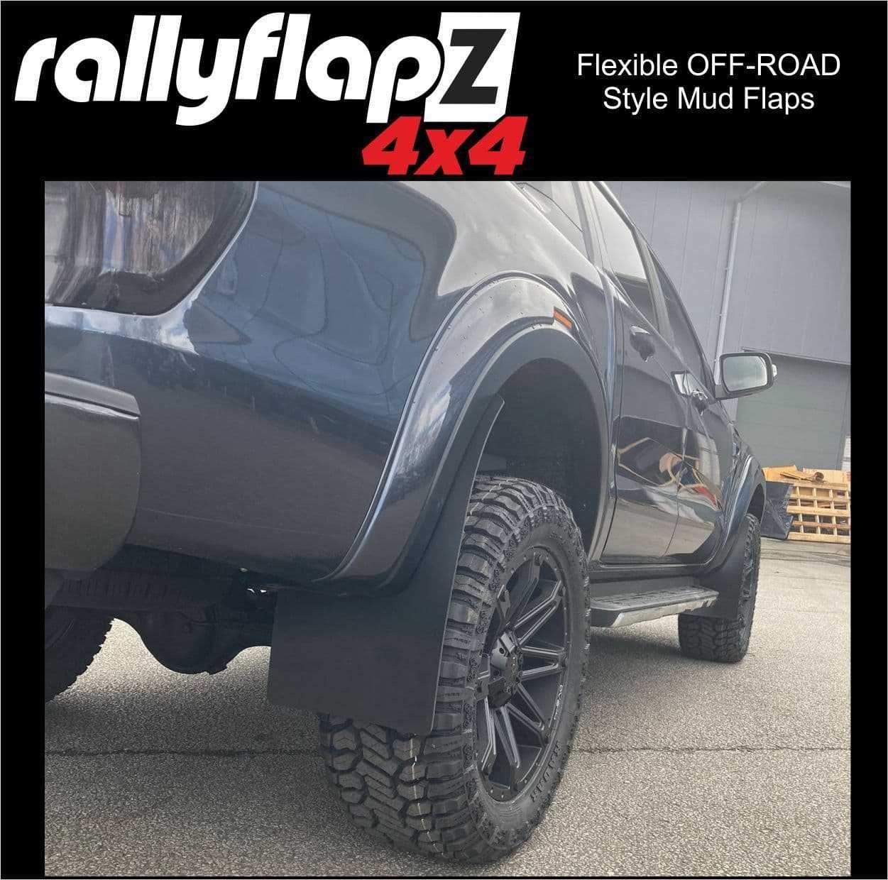 Rally Flapz, Extended Arch Mud Flaps to fit FORD RANGER T7 T8 2015-2021 BLACK (All Options)