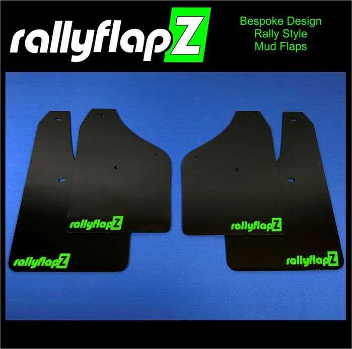 Rally Flapz, FIESTA ST150 (2002-2008) Inc Zetec S BLACK MUDFLAPS (rallyflapZ Logo Lime Green)