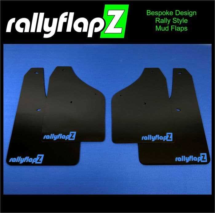 Rally Flapz, FIESTA ST150 (2002-2008) Inc Zetec S BLACK MUDFLAPS (rallyflapZ Logo Sky Blue)