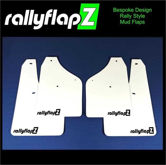 Rally Flapz, FIESTA ST150 (2002-2008) Inc Zetec S WHITE MUDFLAPS (rallyflapZ Logo Black)