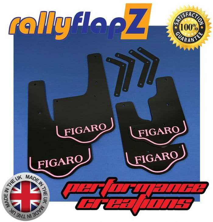 Rally Flapz, FIGARO (1991-1992) BLACK MUDFLAPS (Figaro Logo Baby Pink)