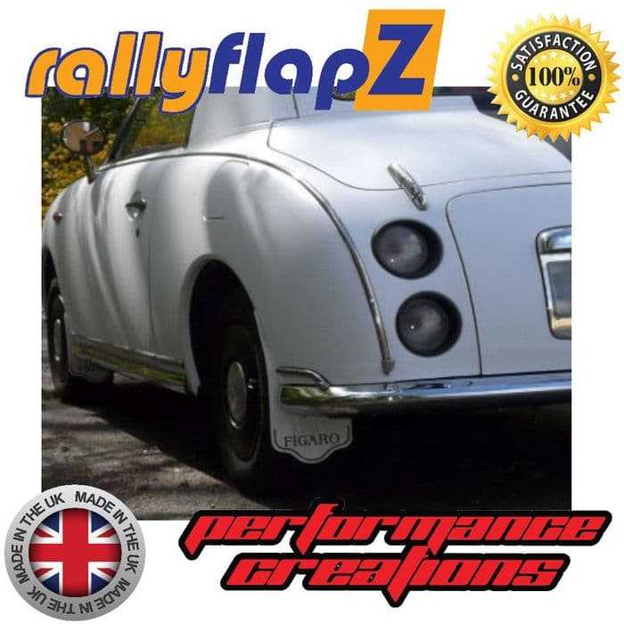 Rally Flapz, FIGARO (1991-1992) WHITE MUDFLAPS (Figaro Logo Black)