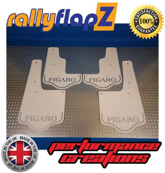 Rally Flapz, FIGARO (1991-1992) WHITE MUDFLAPS (Figaro Logo Silver)