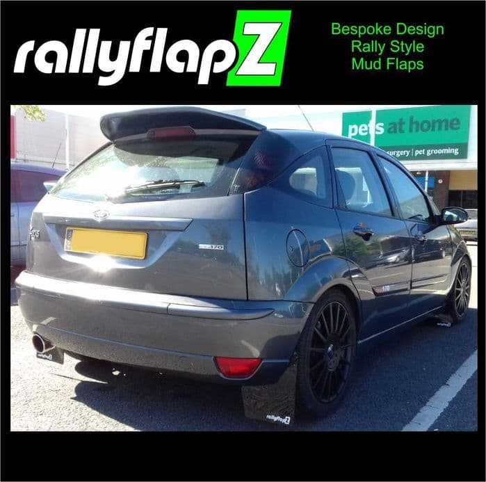 Rally Flapz, FOCUS RS Mk1 (1998-2004) BLACK MUDFLAPS (rallyflapZ Logo White)