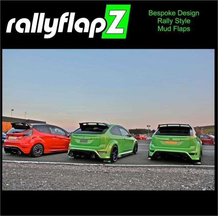 Rally Flapz, FOCUS RS Mk2 (2009-2011) BLACK MUDFLAPS (Logo Lime Green)