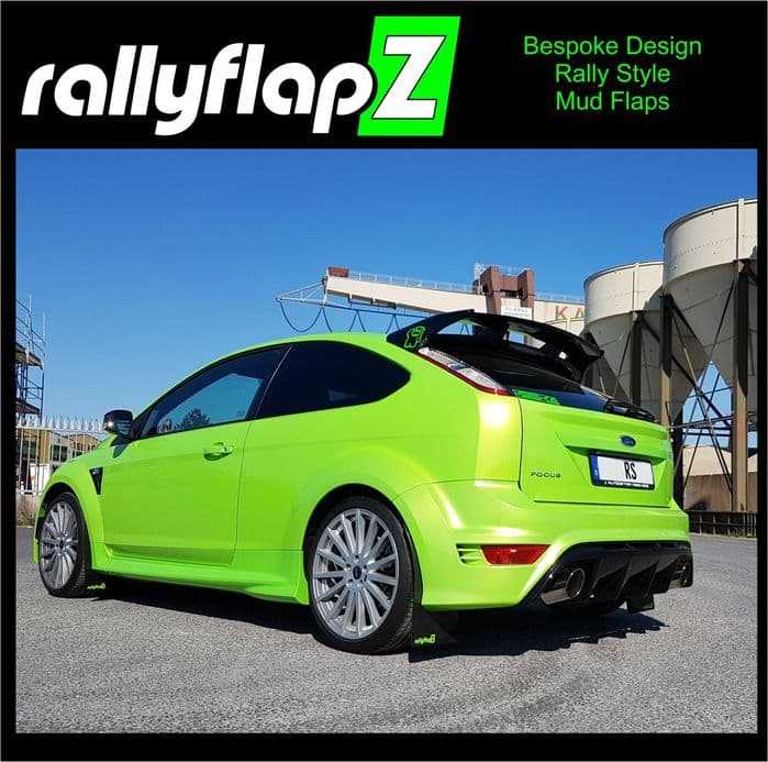 Rally Flapz, FOCUS RS Mk2 (2009-2011) BLACK MUDFLAPS (rallyflapZ Logo Lime Green)