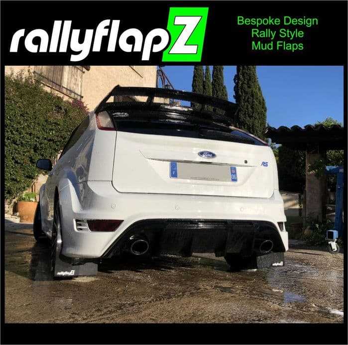 Rally Flapz, FOCUS RS Mk2 (2009-2011) BLACK MUDFLAPS (rallyflapZ Logo White)