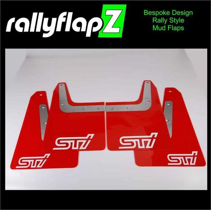 Rally Flapz, FORESTER STI 2nd GEN (04-08) RED MUDFLAPS (STI STYLE LOGO WHITE)