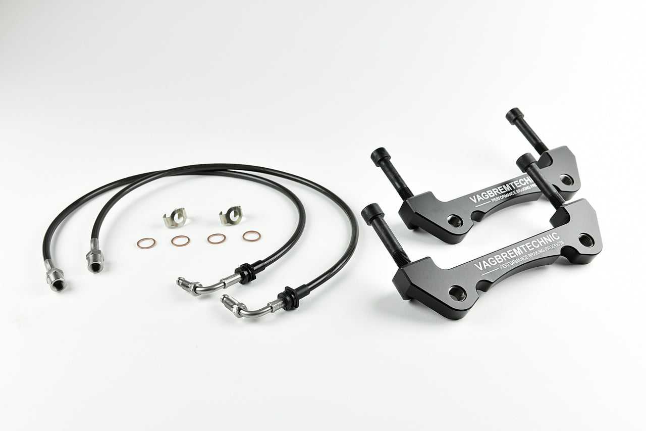 Vagbremtechnic, Front Caliper Carrier Kit - Allows Fitment of Aston DB9 4 Piston Brembo Calipers to OE 345mm Discs (AK0010) (Audi A5 B8/B8.5)
