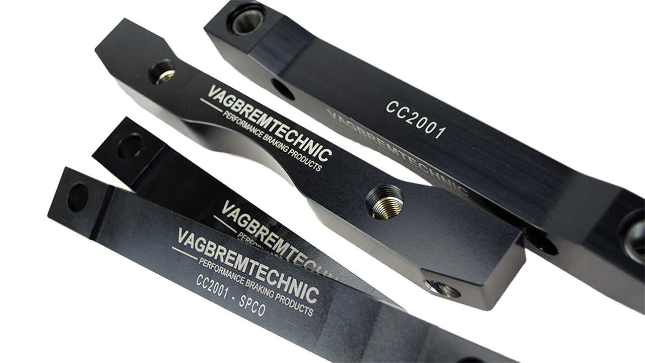 Vagbremtechnic, Front Caliper Carrier Kit - Allows Fitment of Aston Martin DB9 or REVERSED Audi TTRS (8J) Calipers to OE 325mm or CSL 345mm discs (AK0007) (BMW M3 E46)